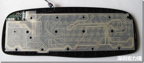 現(xiàn)在的電腦鍵盤拆開被蓋后就只看到一片約5mmx3mm的電路板及兩片取代原本電路板的PTF。