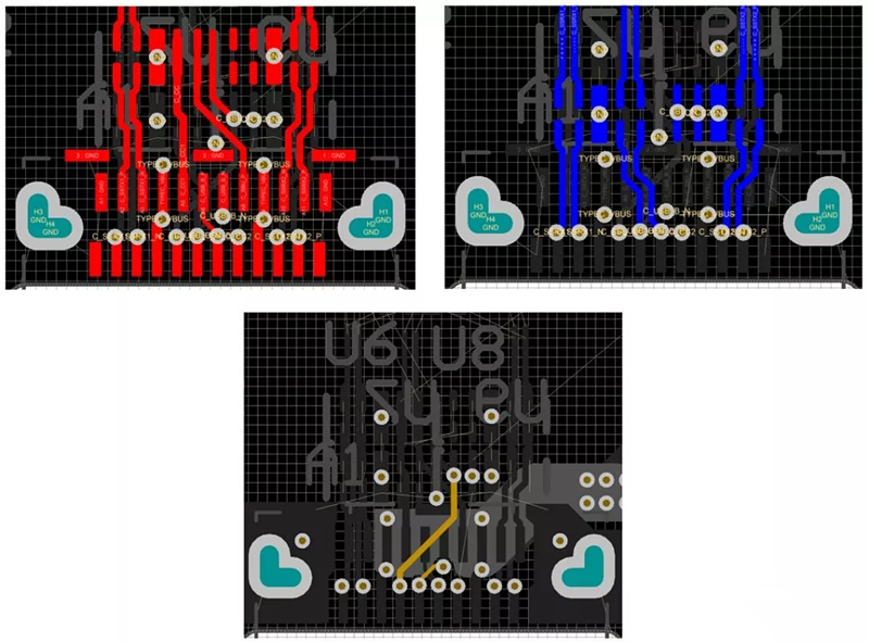 對SBU，USB2和CC1/2等信號做以下布線處理