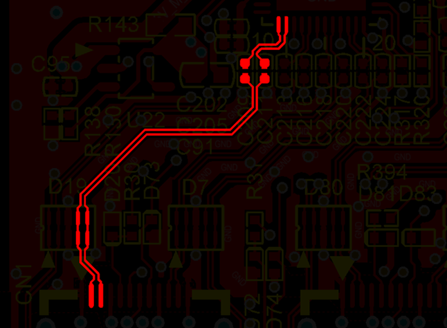 差分線盡量走等長線、等距，避免時序偏差及共模干擾