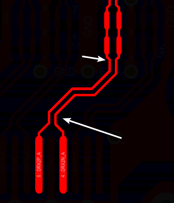 相應的要對差分對不匹配的情況作出補償，使其線長匹配，長度差通?？刂圃?mil以內